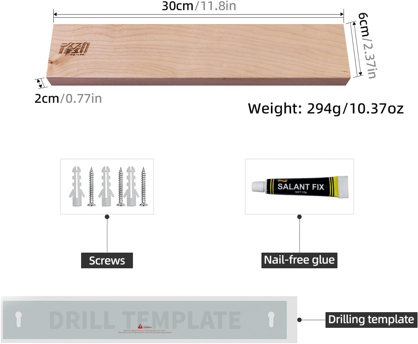 Maple Wood Magnetic Knife Strip, Wall Mounted Wooden Knife Holder with Strong Magnets for Kitchen Organization, 12 Inch Beige, Without Knives