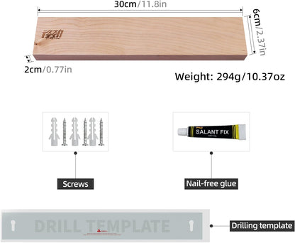 Maple Wood Magnetic Knife Strip, Wall Mounted Wooden Knife Holder with Strong Magnets for Kitchen Organization, 12 Inch Beige, Without Knives