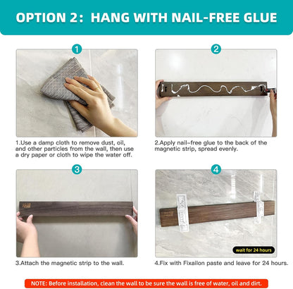 Maple Wood Magnetic Knife Strip, Wall Mounted Wooden Knife Holder with Strong Magnets for Kitchen Organization, 12 Inch Beige, Without Knives