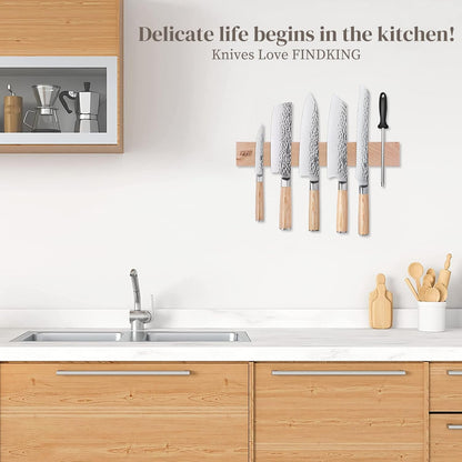 Maple Wood Magnetic Knife Strip, Wall Mounted Wooden Knife Holder with Strong Magnets for Kitchen Organization, 12 Inch Beige, Without Knives