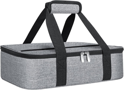 Insulated Casserole Carrier - Casserole Carriers for Hot or Cold Food - Lasagna Lugger Dish Carrier, Thermal Lunch Bag for Potluck Parties, Picnic, Travel, Fits 9" x 13" Baking Dish, Grey