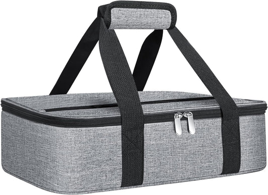 Insulated Casserole Carrier - Casserole Carriers for Hot or Cold Food - Lasagna Lugger Dish Carrier, Thermal Lunch Bag for Potluck Parties, Picnic, Travel, Fits 9" x 13" Baking Dish, Grey