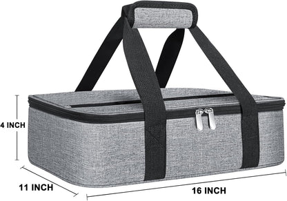 Insulated Casserole Carrier - Casserole Carriers for Hot or Cold Food - Lasagna Lugger Dish Carrier, Thermal Lunch Bag for Potluck Parties, Picnic, Travel, Fits 9" x 13" Baking Dish, Grey