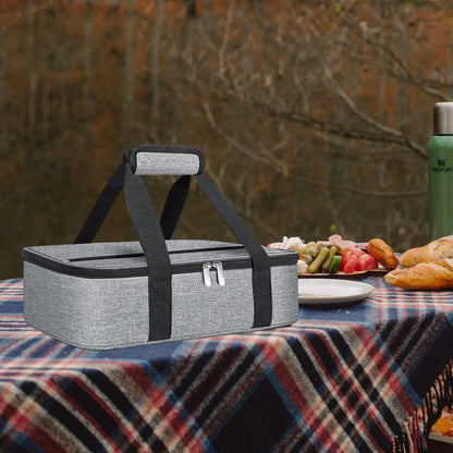 Insulated Casserole Carrier - Casserole Carriers for Hot or Cold Food - Lasagna Lugger Dish Carrier, Thermal Lunch Bag for Potluck Parties, Picnic, Travel, Fits 9" x 13" Baking Dish, Grey