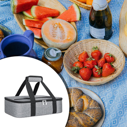Insulated Casserole Carrier - Casserole Carriers for Hot or Cold Food - Lasagna Lugger Dish Carrier, Thermal Lunch Bag for Potluck Parties, Picnic, Travel, Fits 9" x 13" Baking Dish, Grey
