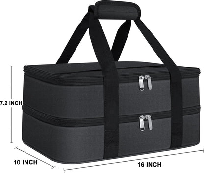 Insulated Casserole Carrier - Casserole Carriers for Hot or Cold Food - Lasagna Lugger Dish Carrier, Thermal Lunch Bag for Potluck Parties, Picnic, Travel, Fits 9" x 13" Baking Dish, Grey