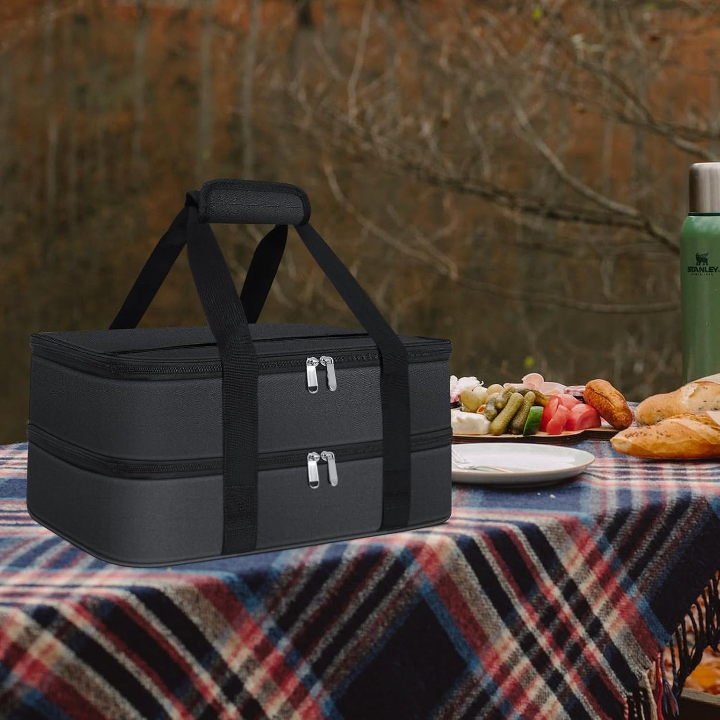 Insulated Casserole Carrier - Casserole Carriers for Hot or Cold Food - Lasagna Lugger Dish Carrier, Thermal Lunch Bag for Potluck Parties, Picnic, Travel, Fits 9" x 13" Baking Dish, Grey