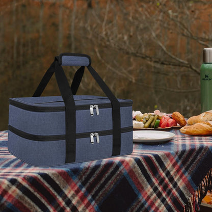Insulated Casserole Carrier - Casserole Carriers for Hot or Cold Food - Lasagna Lugger Dish Carrier, Thermal Lunch Bag for Potluck Parties, Picnic, Travel, Fits 9" x 13" Baking Dish, Grey