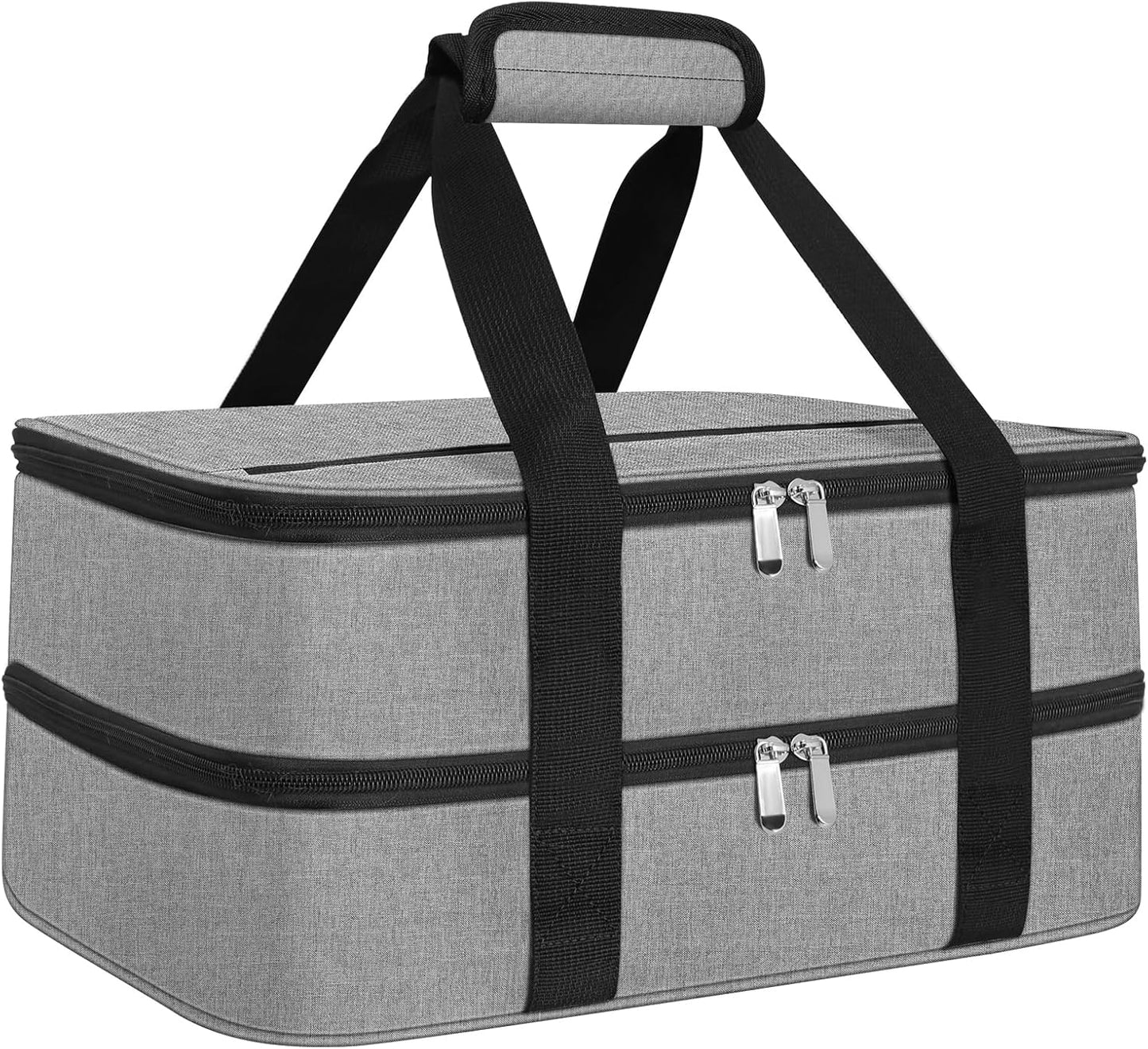 Insulated Casserole Carrier - Casserole Carriers for Hot or Cold Food - Lasagna Lugger Dish Carrier, Thermal Lunch Bag for Potluck Parties, Picnic, Travel, Fits 9" x 13" Baking Dish, Grey