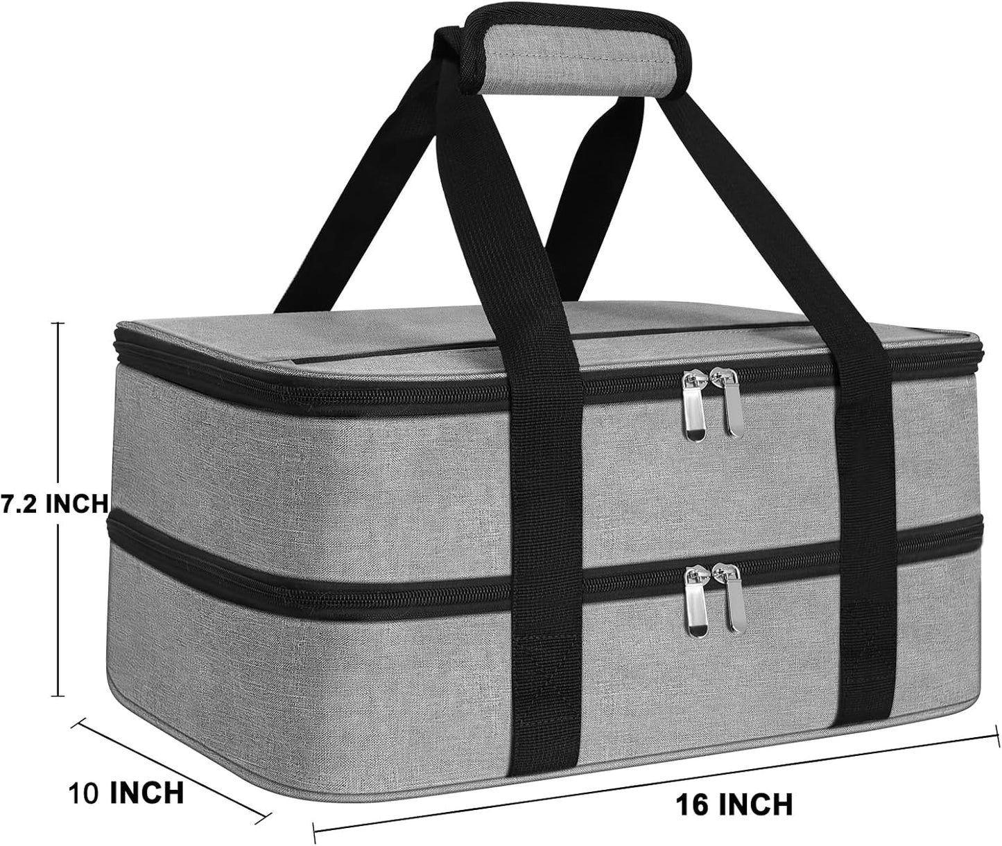 Insulated Casserole Carrier - Casserole Carriers for Hot or Cold Food - Lasagna Lugger Dish Carrier, Thermal Lunch Bag for Potluck Parties, Picnic, Travel, Fits 9" x 13" Baking Dish, Grey