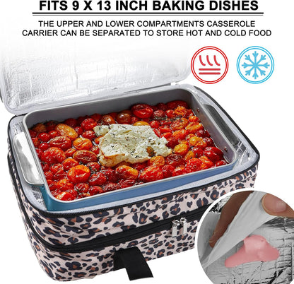 Insulated Casserole Carrier - Casserole Carriers for Hot or Cold Food - Lasagna Lugger Dish Carrier, Thermal Lunch Bag for Potluck Parties, Picnic, Travel, Fits 9" x 13" Baking Dish, Grey