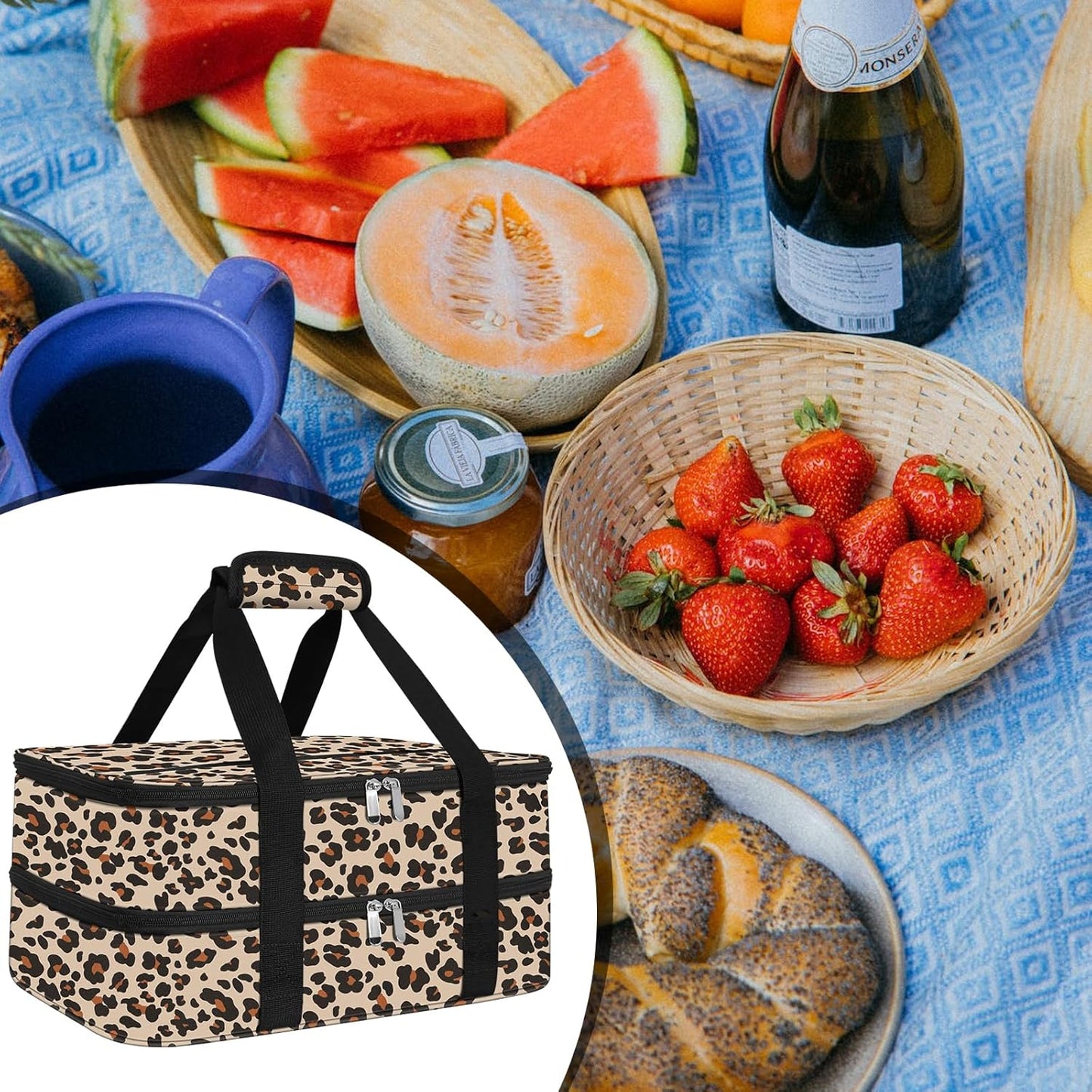 Insulated Casserole Carrier - Casserole Carriers for Hot or Cold Food - Lasagna Lugger Dish Carrier, Thermal Lunch Bag for Potluck Parties, Picnic, Travel, Fits 9" x 13" Baking Dish, Grey