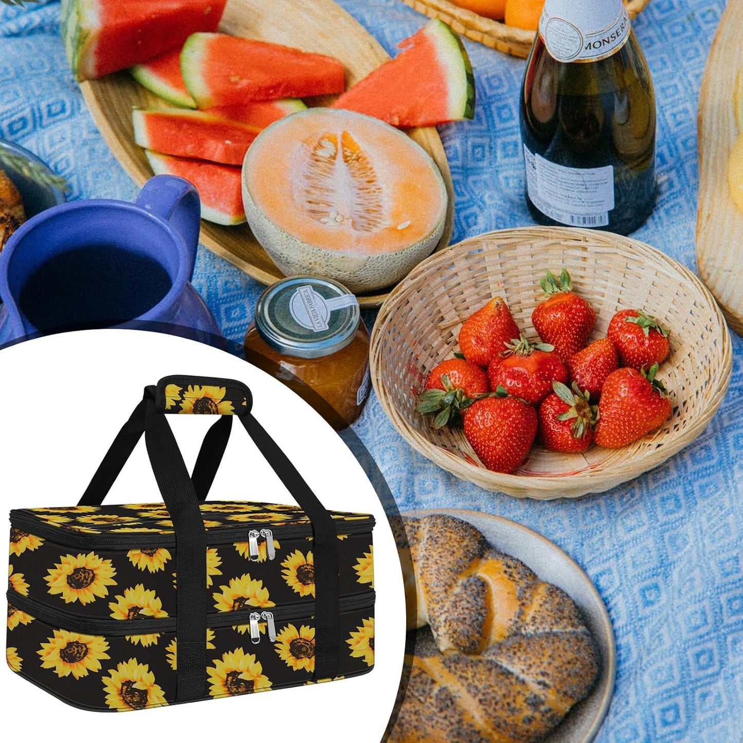 Insulated Casserole Carrier - Casserole Carriers for Hot or Cold Food - Lasagna Lugger Dish Carrier, Thermal Lunch Bag for Potluck Parties, Picnic, Travel, Fits 9" x 13" Baking Dish, Grey
