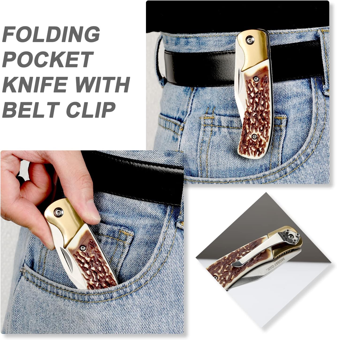 15-inch Survival Bowie Knife & Folding Pocket Knife | Fixed Blade Hunting Knife; Sheath, Sharpener & Fire Starter Inculded; Tactical Knife for Camping, Hunting, Outdoor