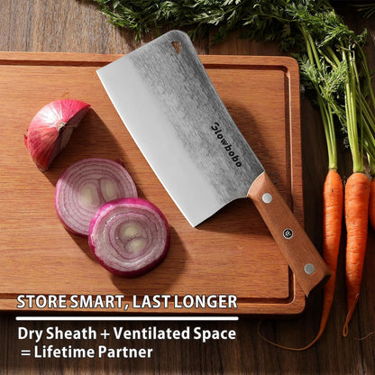 7.6 Inch Heavy Duty Meat Cleaver, 5CR15 High Carbon Stainless Steel Butcher Knife for Chopping Bone, Meat - with Gift Box, Professional Kitchen BBQ Chef Knife