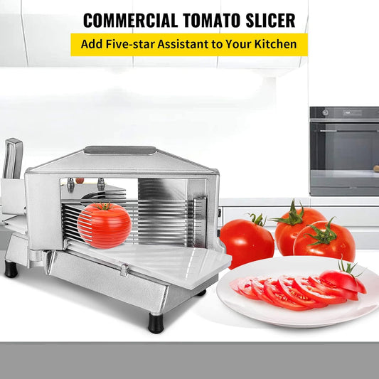 VEVOR Commercial Tomato Slicer 1/4" Heavy Duty Cutter with Built-in Cutting Board for Restaurant or Home Use