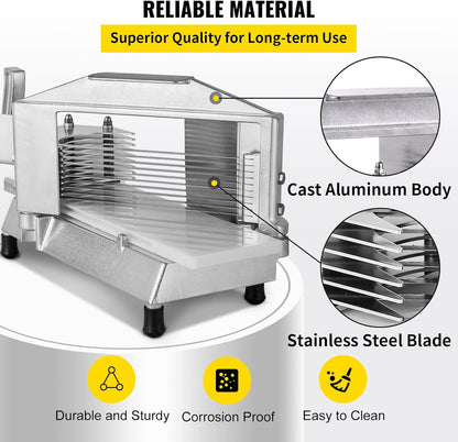 VEVOR Commercial Tomato Slicer 1/4" Heavy Duty Cutter with Built-in Cutting Board for Restaurant or Home Use