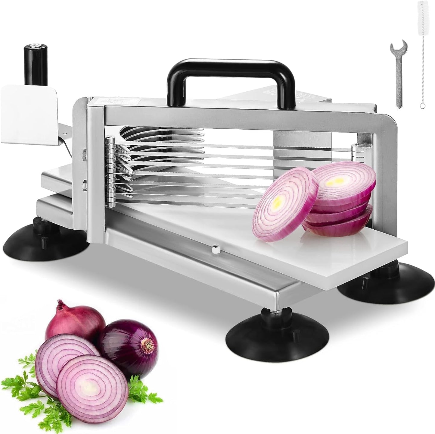 VEVOR Commercial Tomato Slicer 1/4" Heavy Duty Cutter with Built-in Cutting Board for Restaurant or Home Use