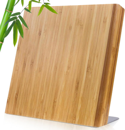 Magnetic Knife Holder with display stand, Double Sided Strong Magnetic Knife block for Kitchen counter top, Universal empty storage Organizer Block (Walnut Wood)