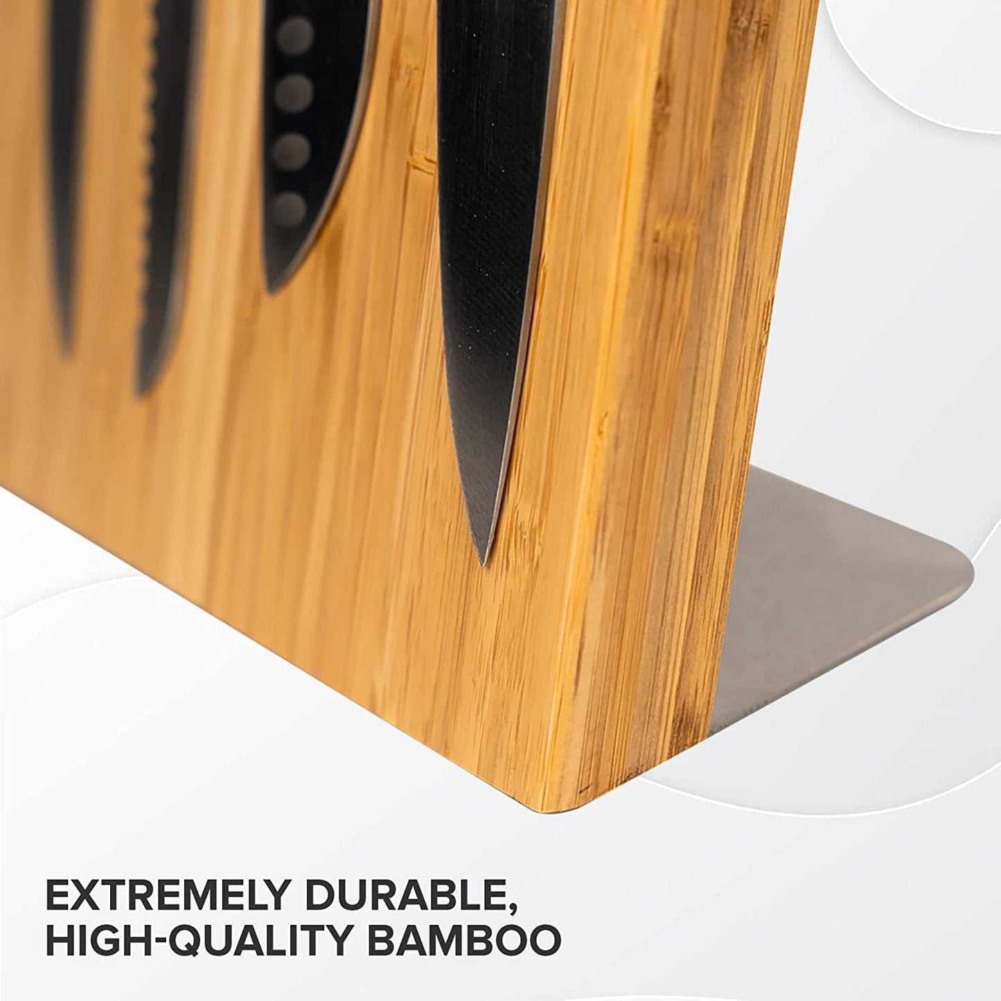 Magnetic Knife Holder with display stand, Double Sided Strong Magnetic Knife block for Kitchen counter top, Universal empty storage Organizer Block (Walnut Wood)