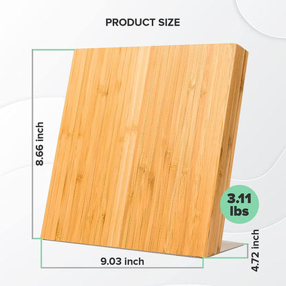 Magnetic Knife Holder with display stand, Double Sided Strong Magnetic Knife block for Kitchen counter top, Universal empty storage Organizer Block (Walnut Wood)