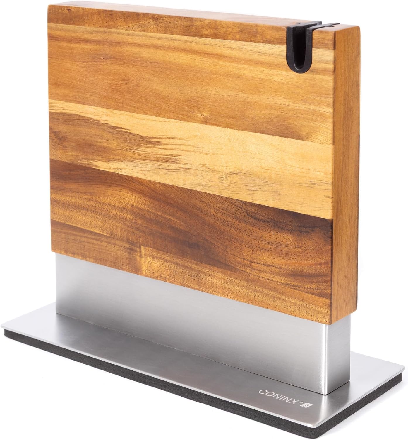 Magnetic Knife Holder with display stand, Double Sided Strong Magnetic Knife block for Kitchen counter top, Universal empty storage Organizer Block (Walnut Wood)
