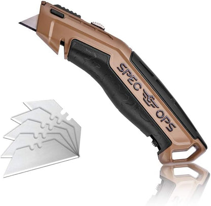 Tools Utility Knife for Cutting Drywall, Roofing & Jobsite Materials, Includes 5 Blades in Handle Storage, Retractable Blade