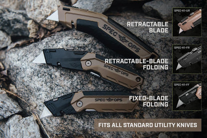 Tools Utility Knife for Cutting Drywall, Roofing & Jobsite Materials, Includes 5 Blades in Handle Storage, Retractable Blade