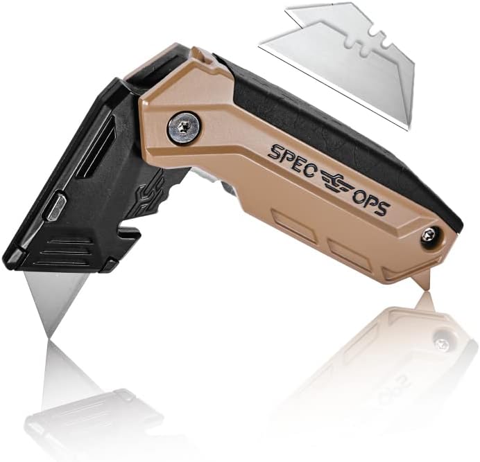 Tools Utility Knife for Cutting Drywall, Roofing & Jobsite Materials, Includes 5 Blades in Handle Storage, Retractable Blade