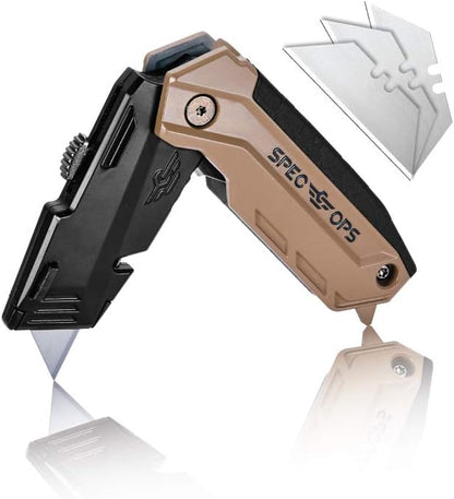 Tools Utility Knife for Cutting Drywall, Roofing & Jobsite Materials, Includes 5 Blades in Handle Storage, Retractable Blade