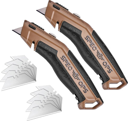 Tools Utility Knife for Cutting Drywall, Roofing & Jobsite Materials, Includes 5 Blades in Handle Storage, Retractable Blade