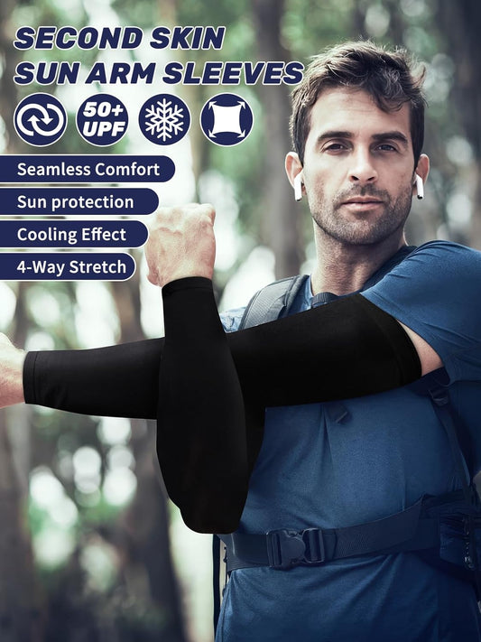 Arm Sleeves for Men Women, UV Sun Protection Compression Cooling Sun Sleeves Tattoo Cover - Volleyball Golf Baseball