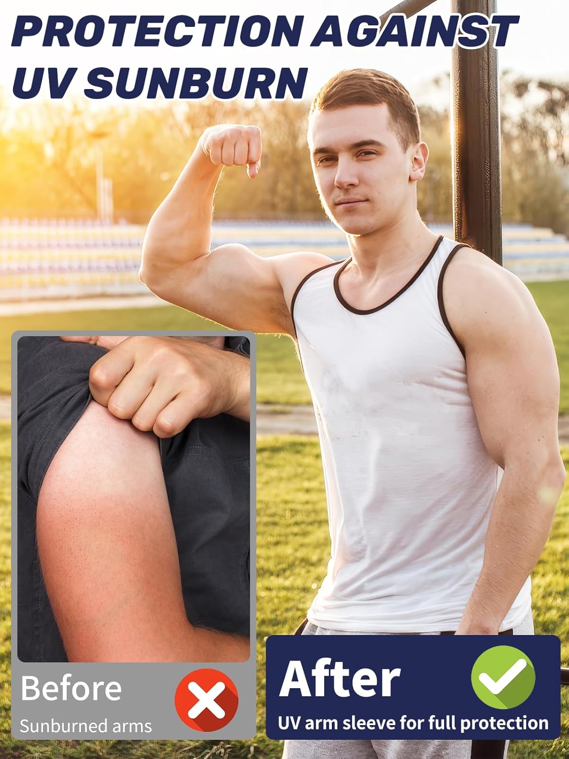 Arm Sleeves for Men Women, UV Sun Protection Compression Cooling Sun Sleeves Tattoo Cover - Volleyball Golf Baseball