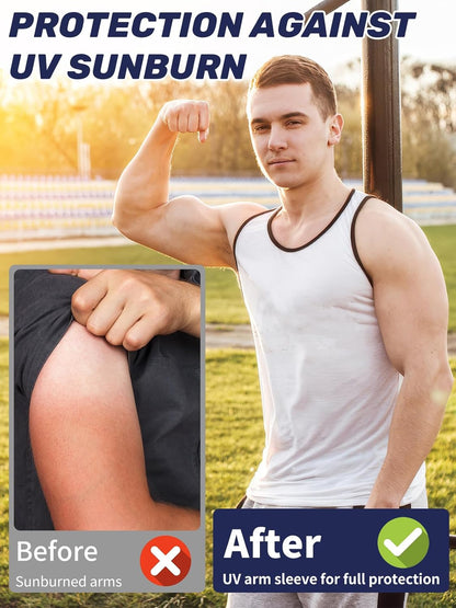 Arm Sleeves for Men Women, UV Sun Protection Compression Cooling Sun Sleeves Tattoo Cover - Volleyball Golf Baseball