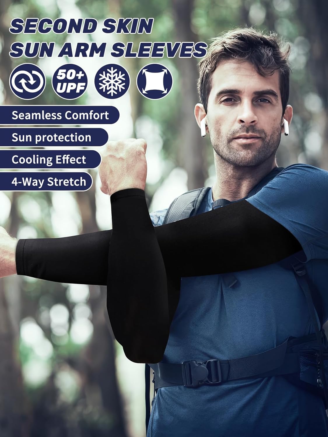 Arm Sleeves for Men Women, UV Sun Protection Compression Cooling Sun Sleeves Tattoo Cover - Volleyball Golf Baseball