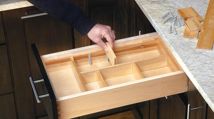 Customizable Drop-In Kitchen Drawer Organizer Kit for Large Utensils, Knick Knacks, & Cutlery Organization w/Adjusdable Clips, LD-4CT15-1