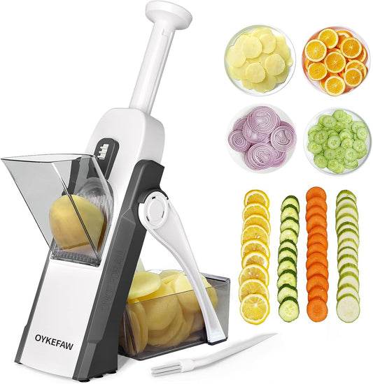 Safe Mandoline Slicer for Kitchen, Potato Slicer for Chips,Vegetable Cutter | Potato Slicer for Chips, 6 in 1 Vegetable slicer with Thickness Adjuster, Faster Kitchen Slicer for Meal Prep (Only Slice)