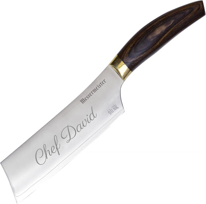 Kawashima 6.5” Nakiri Knife - SG2 Powdered Steel, Eco-Brass Bolster & Walnut Pakkawood Handle - Made in Seki, Japan