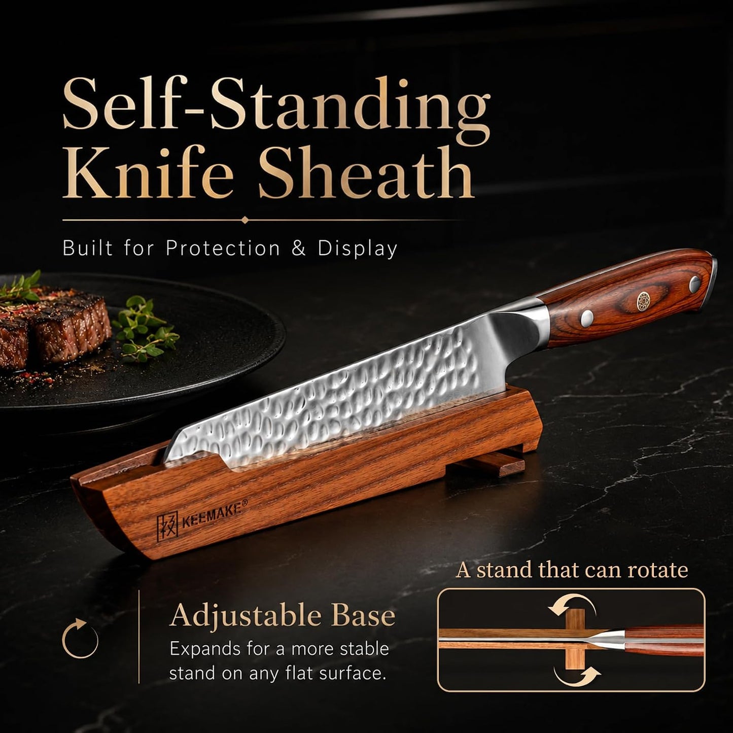 8" Damascus Chef Knife, Ultra Sharp 10° Edge Japanese VG10 Kiritsuke Kitchen Knife with Ash Sheath, 67 Layers Hand Forged Hammered Cooking Knife for Meat, Vegetable & Fruit, Camping & BBQ Gift