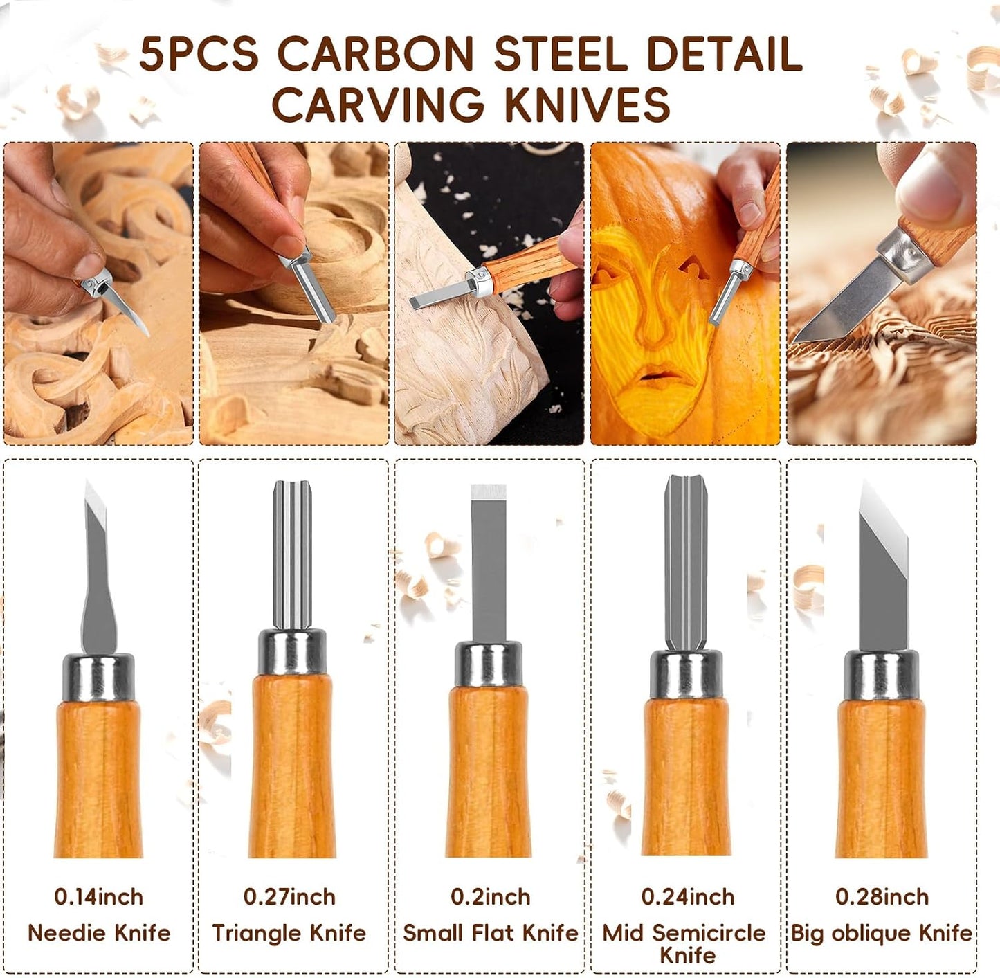 Wood Carving Tools, 27Pcs Wood Carving Kit with Leather Storage Bag,14Pcs Whittling Knives,Folding Saw ,Bench Vise,Leather Strop Biock and 6pcs wood Block,Whittling kit for Beginners and Enthusiasts