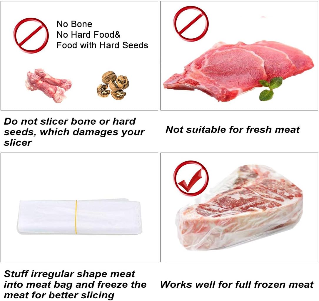 Manual Frozen Meat Slicer Stainless Steel Cutter Machine, Metal Silver