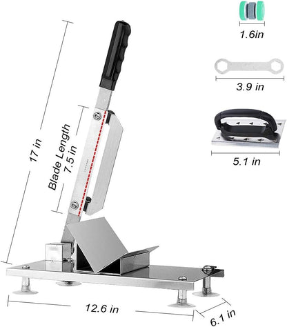 Manual Frozen Meat Slicer Stainless Steel Cutter Machine, Metal Silver