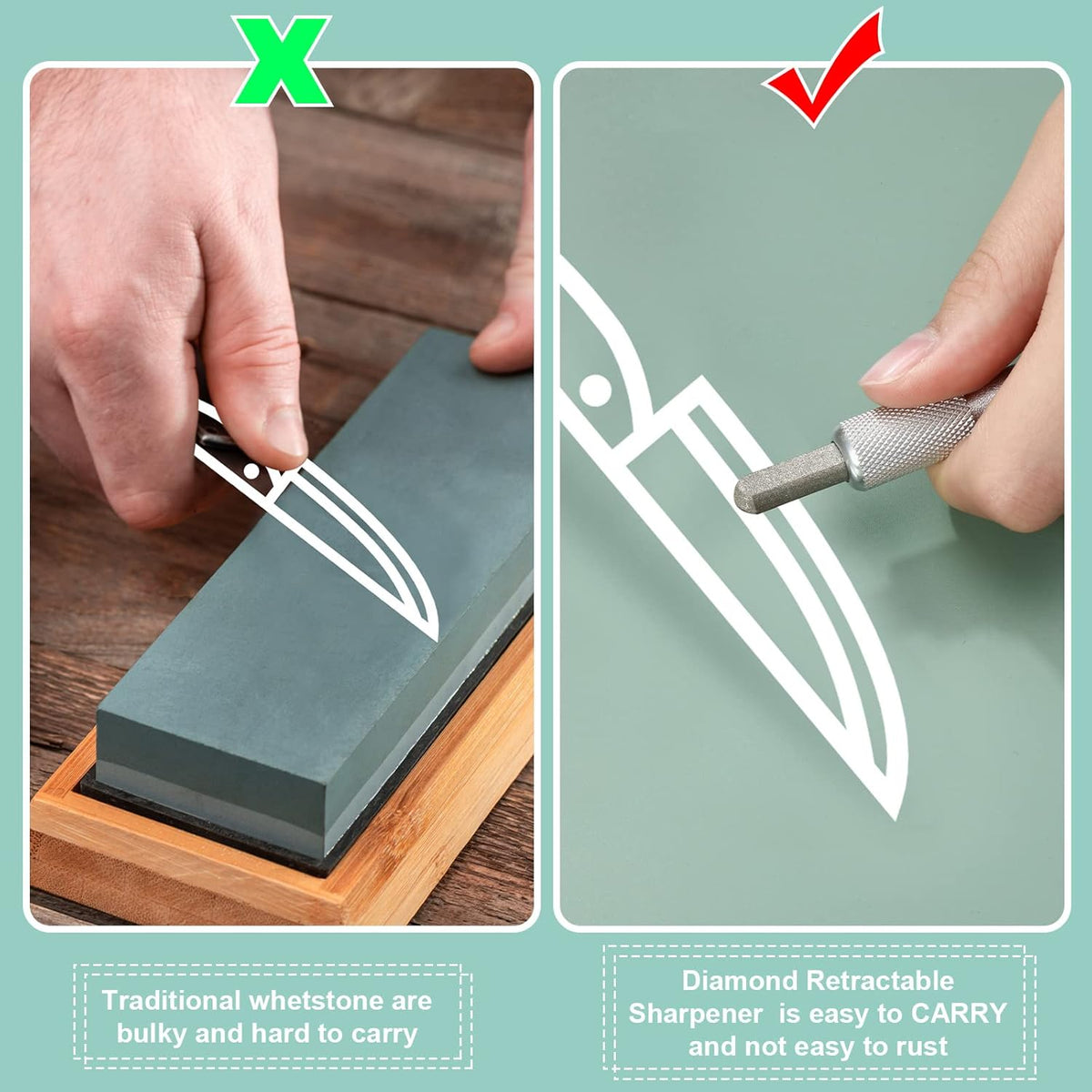 5 Pieces Pocket Knife Sharpener Serrated Knife Sharpener Diamond Honing Rod Tactical Pen Steel Rod Pen for Kitchen Outdoor Hunting Fishing Hiking Camping Garden Tools
