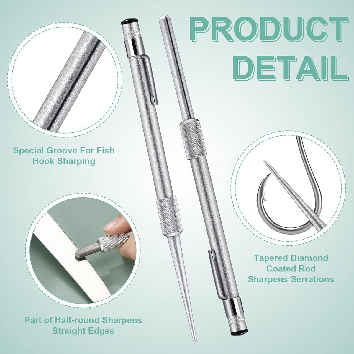 5 Pieces Pocket Knife Sharpener Serrated Knife Sharpener Diamond Honing Rod Tactical Pen Steel Rod Pen for Kitchen Outdoor Hunting Fishing Hiking Camping Garden Tools