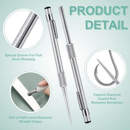 5 Pieces Pocket Knife Sharpener Serrated Knife Sharpener Diamond Honing Rod Tactical Pen Steel Rod Pen for Kitchen Outdoor Hunting Fishing Hiking Camping Garden Tools