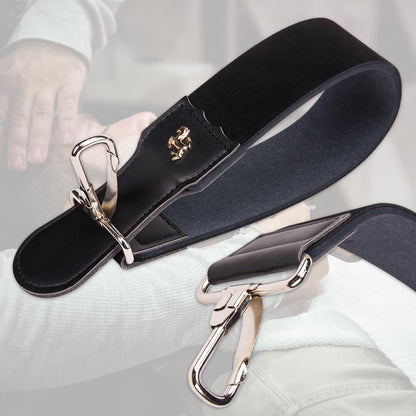 1Pcs Dual-Sided Leather Sharpening Straps Professional Barber Leather Strap Straight Razor Strop with Cowhide & Canvas for Enhanced Razor Sharpening & Smoothing Experience (Black)（Cowhide）