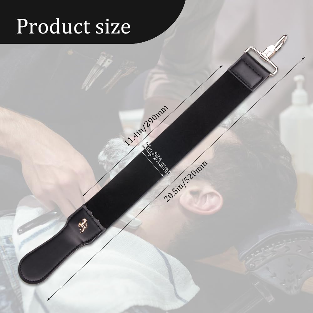 1Pcs Dual-Sided Leather Sharpening Straps Professional Barber Leather Strap Straight Razor Strop with Cowhide & Canvas for Enhanced Razor Sharpening & Smoothing Experience (Black)（Cowhide）