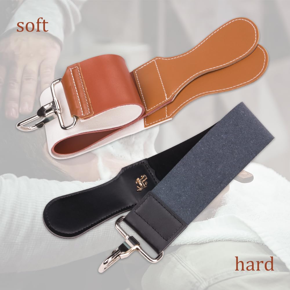 1Pcs Dual-Sided Leather Sharpening Straps Professional Barber Leather Strap Straight Razor Strop with Cowhide & Canvas for Enhanced Razor Sharpening & Smoothing Experience (Black)（Cowhide）