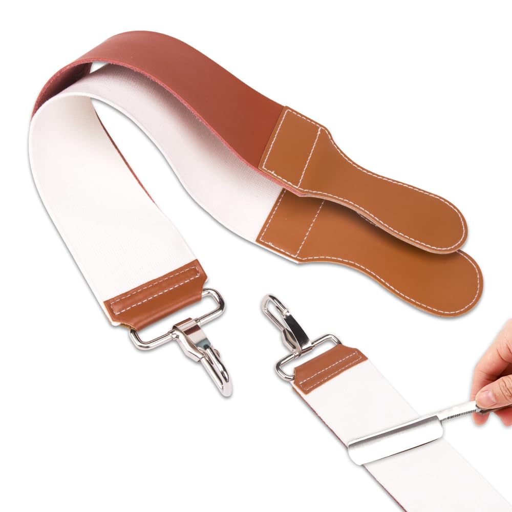 1Pcs Dual-Sided Leather Sharpening Straps Professional Barber Leather Strap Straight Razor Strop with Cowhide & Canvas for Enhanced Razor Sharpening & Smoothing Experience (Black)（Cowhide）