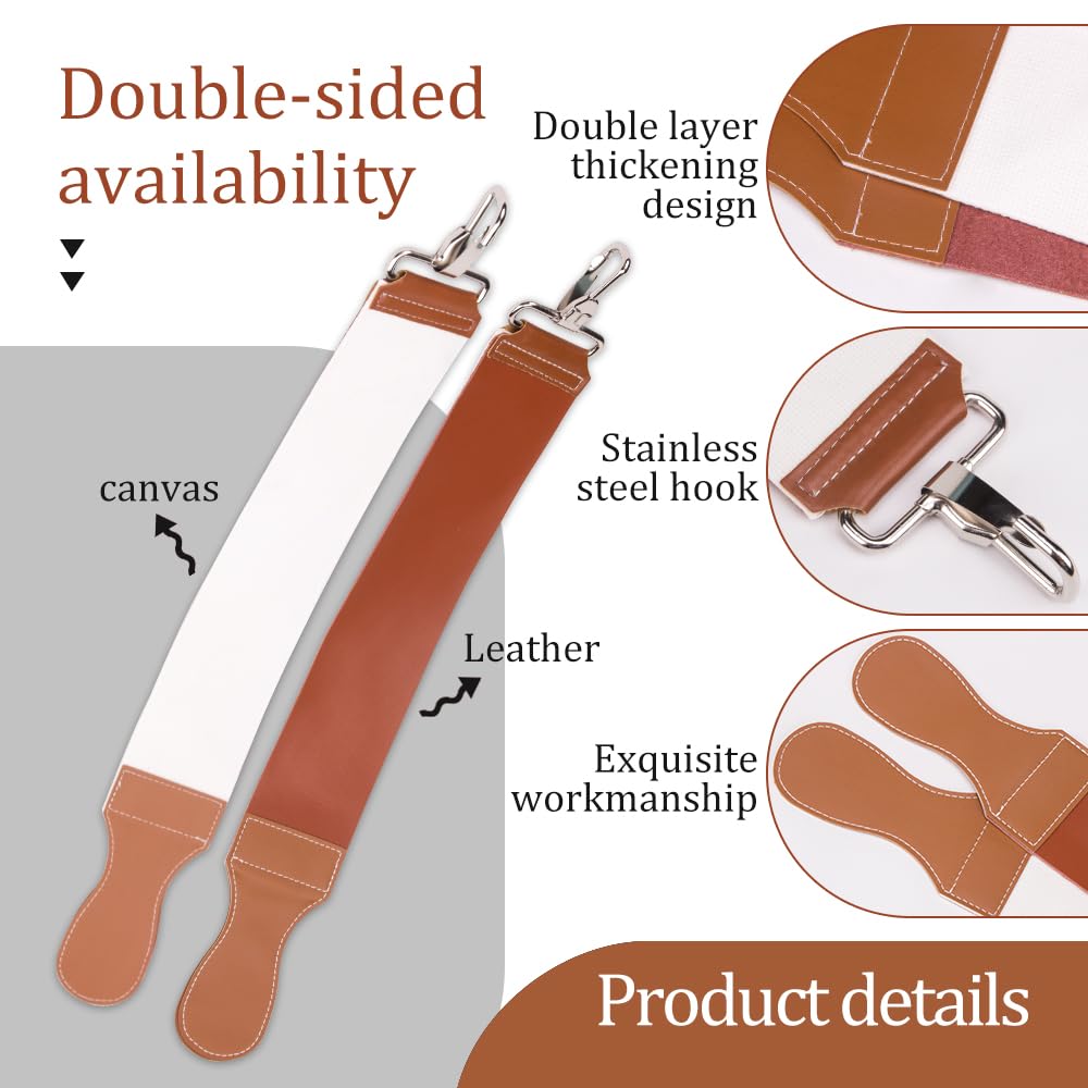 1Pcs Dual-Sided Leather Sharpening Straps Professional Barber Leather Strap Straight Razor Strop with Cowhide & Canvas for Enhanced Razor Sharpening & Smoothing Experience (Black)（Cowhide）